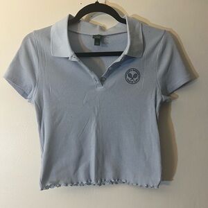 NWOT baby blue cropped polo